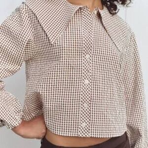 Zara plaid peter pan collar shirt